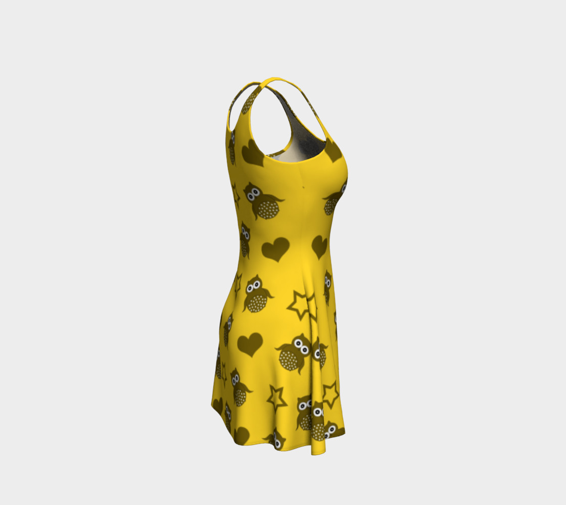 Yellow owls stars hearts dress preview #4