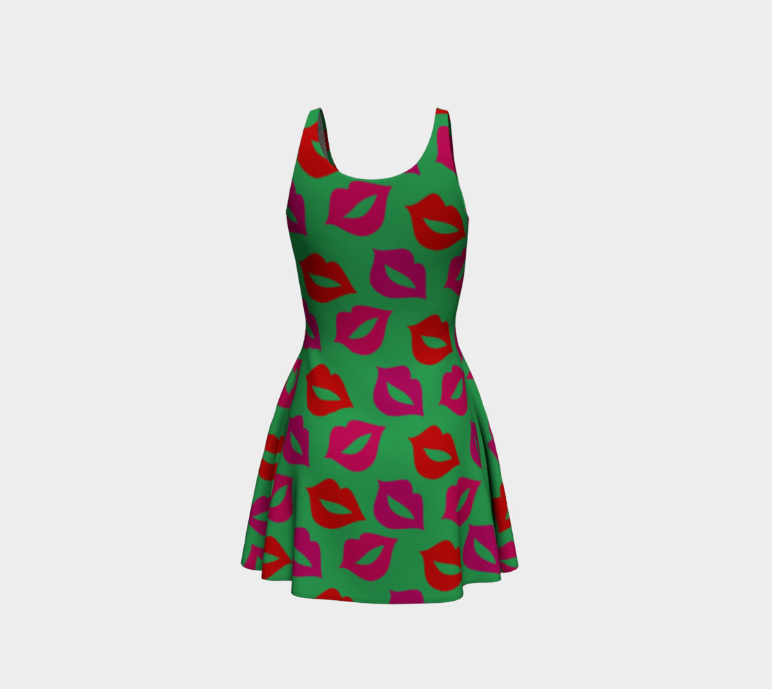 Green red pink lips dress preview #3