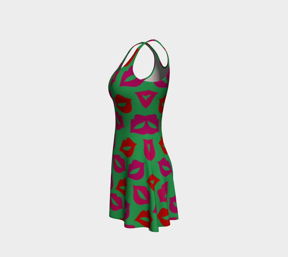 Green red pink lips dress preview #2