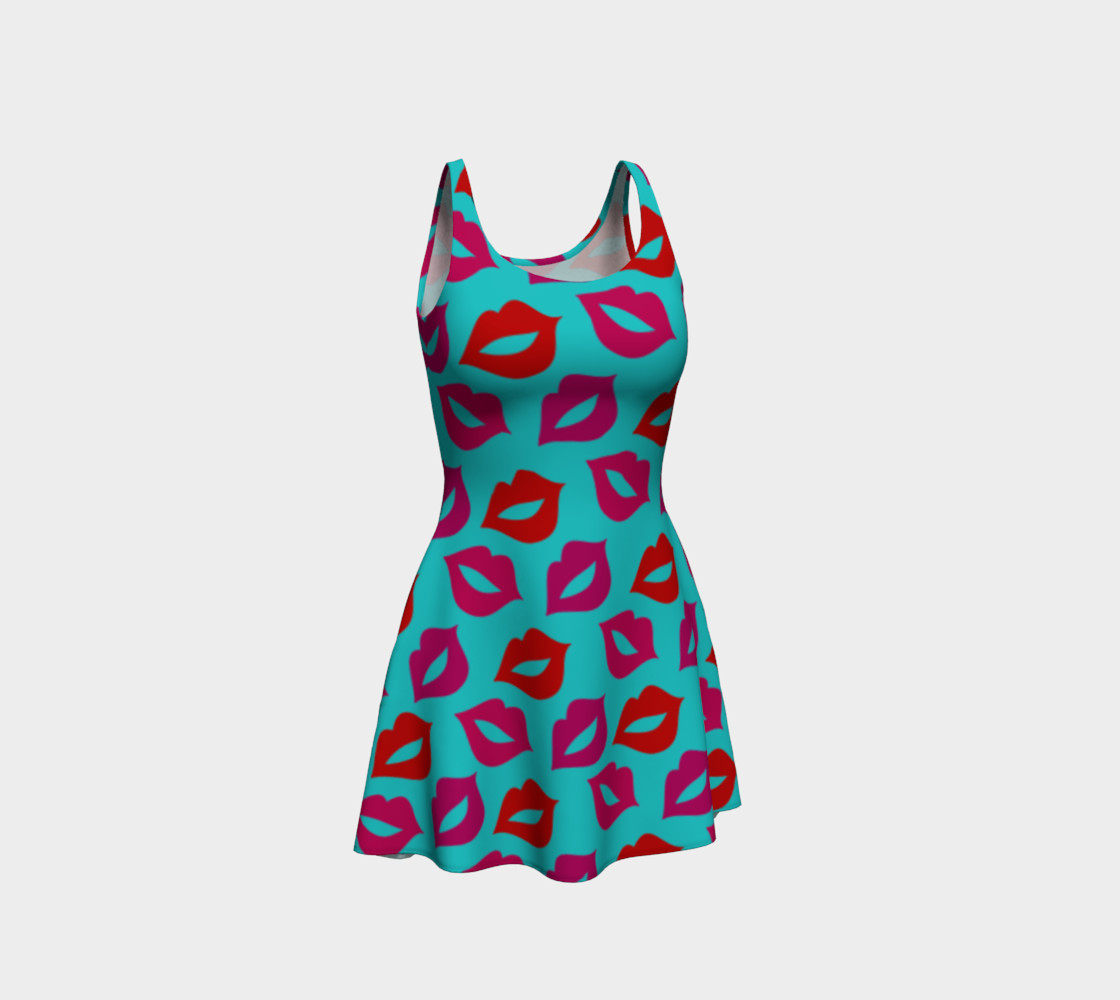 Turquoise red pink lips dress 3D preview