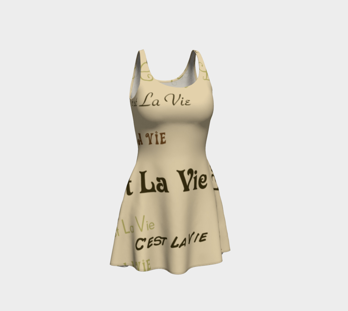 Coffee C'est La Vie Flare Dress preview #1