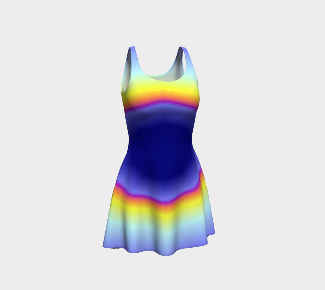 Blue Tiedye Flare Dress 3D preview