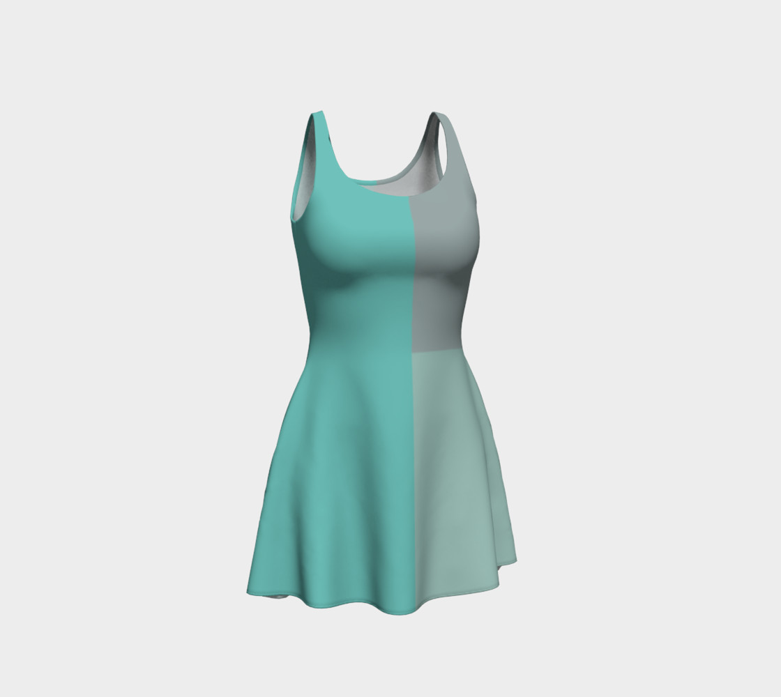 Grey with Teal Accents Flare Dress 3D preview