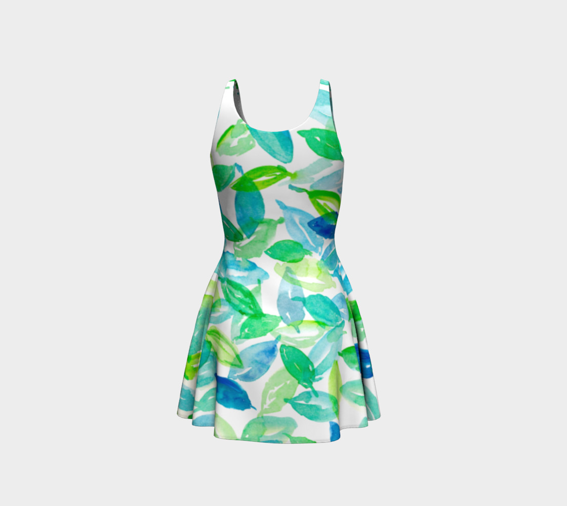 Aperçu de Watercolor Leaves Flare Dress #3