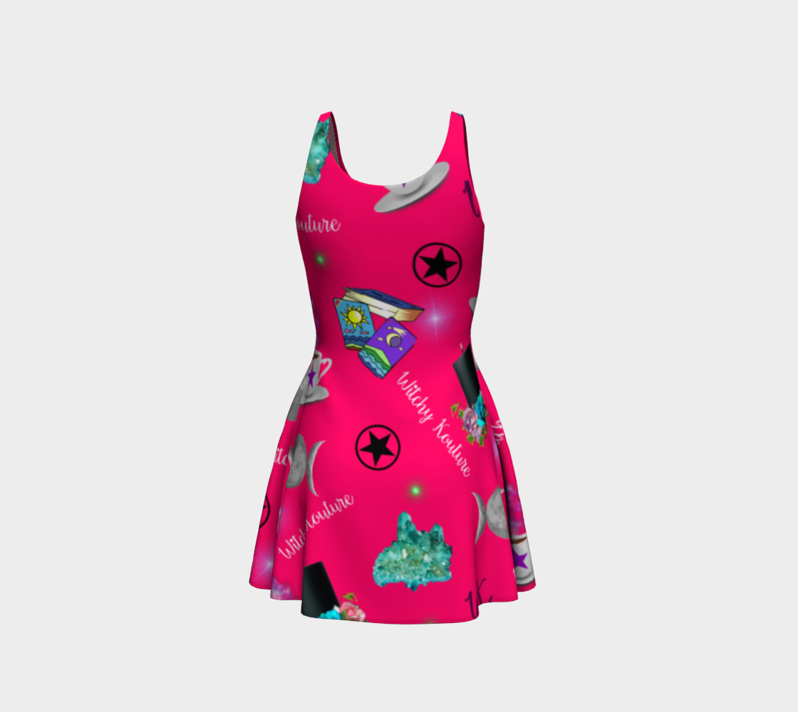 WK #ModernWitchLife Pink Print Flare Dress preview #3