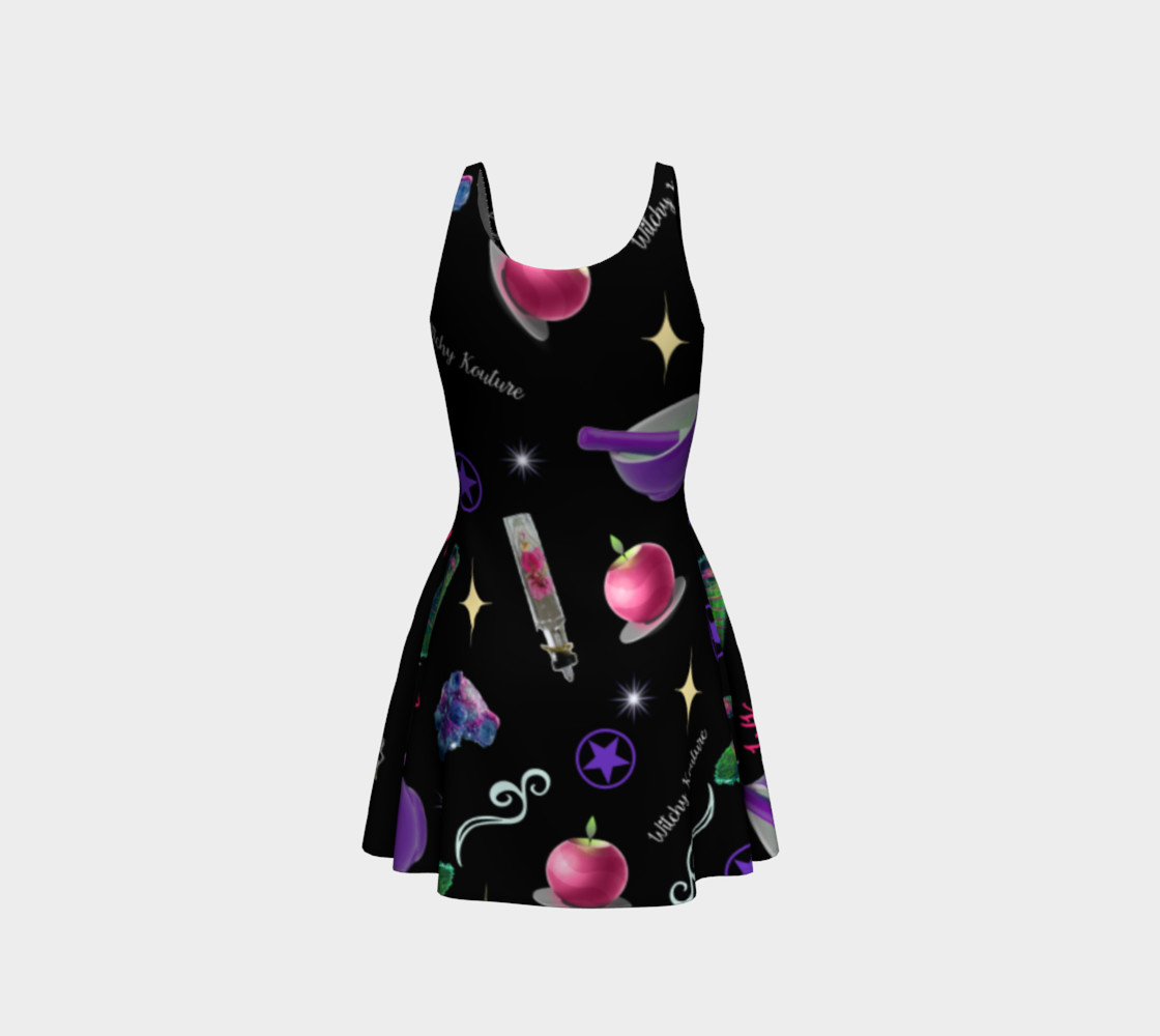 WK #ModernWitchLife Black Print Flare Dress preview #3