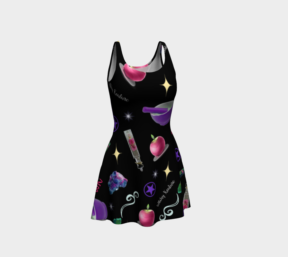 WK #ModernWitchLife Black Print Flare Dress preview #1