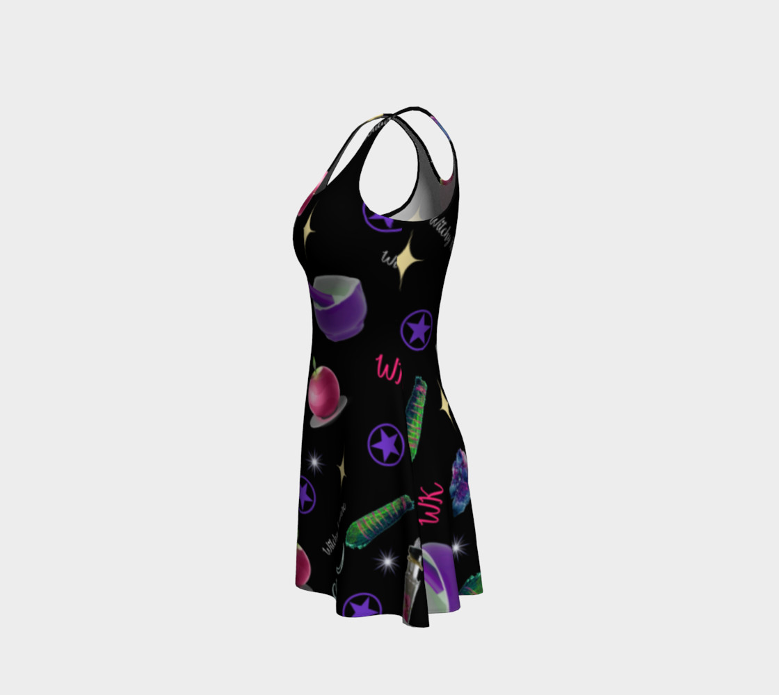 WK #ModernWitchLife Black Print Flare Dress preview #2