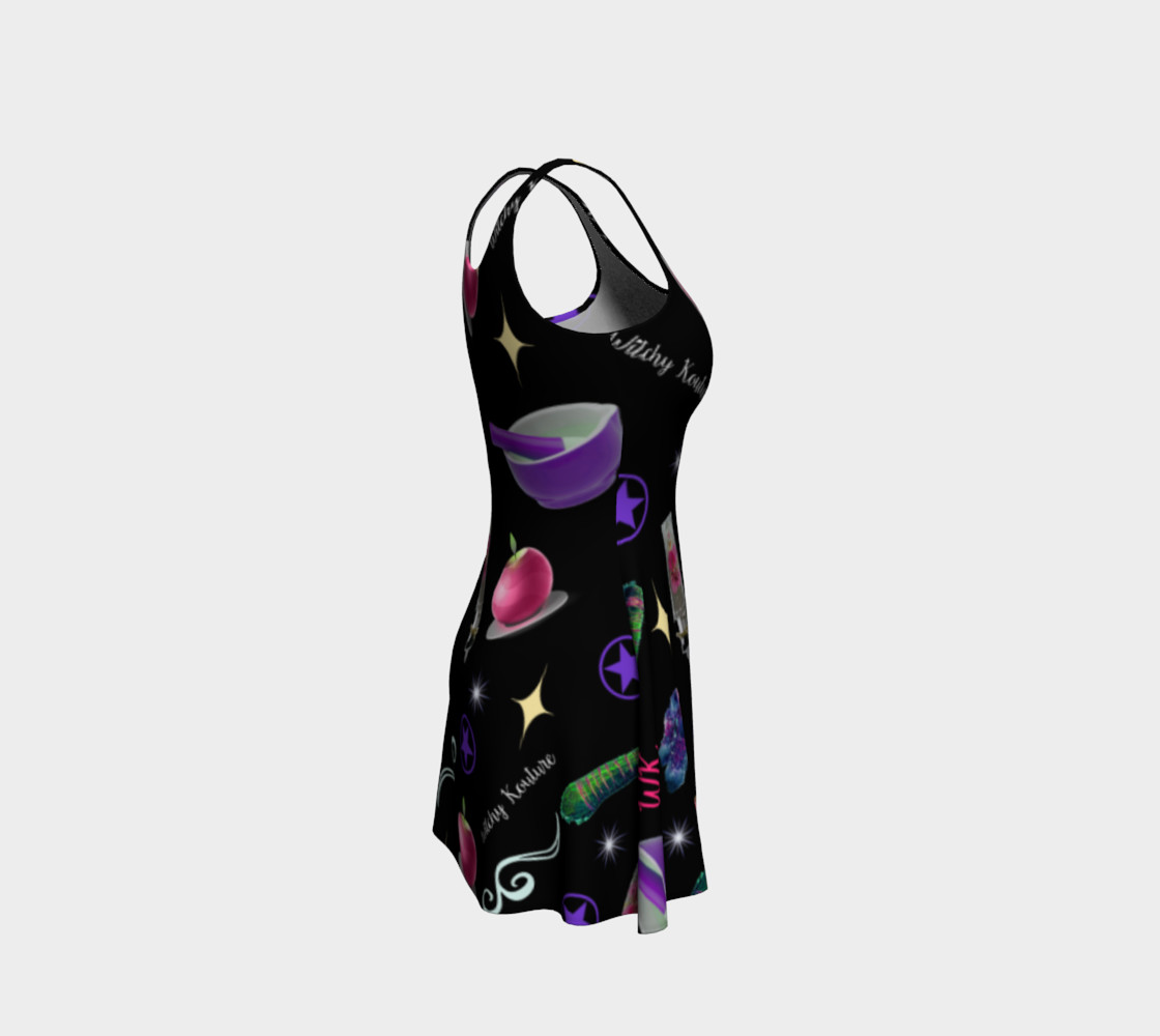 WK #ModernWitchLife Black Print Flare Dress preview #4
