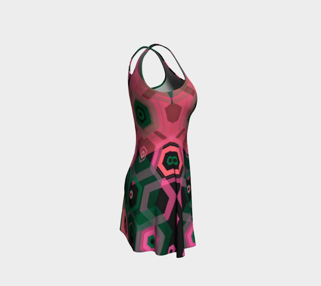 So Retro Pink Abstract Flare Dress preview #4