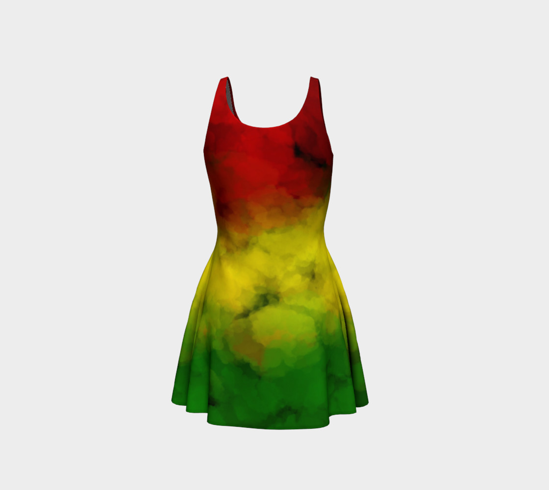 Rasta Watercolor Flare Dress preview #3