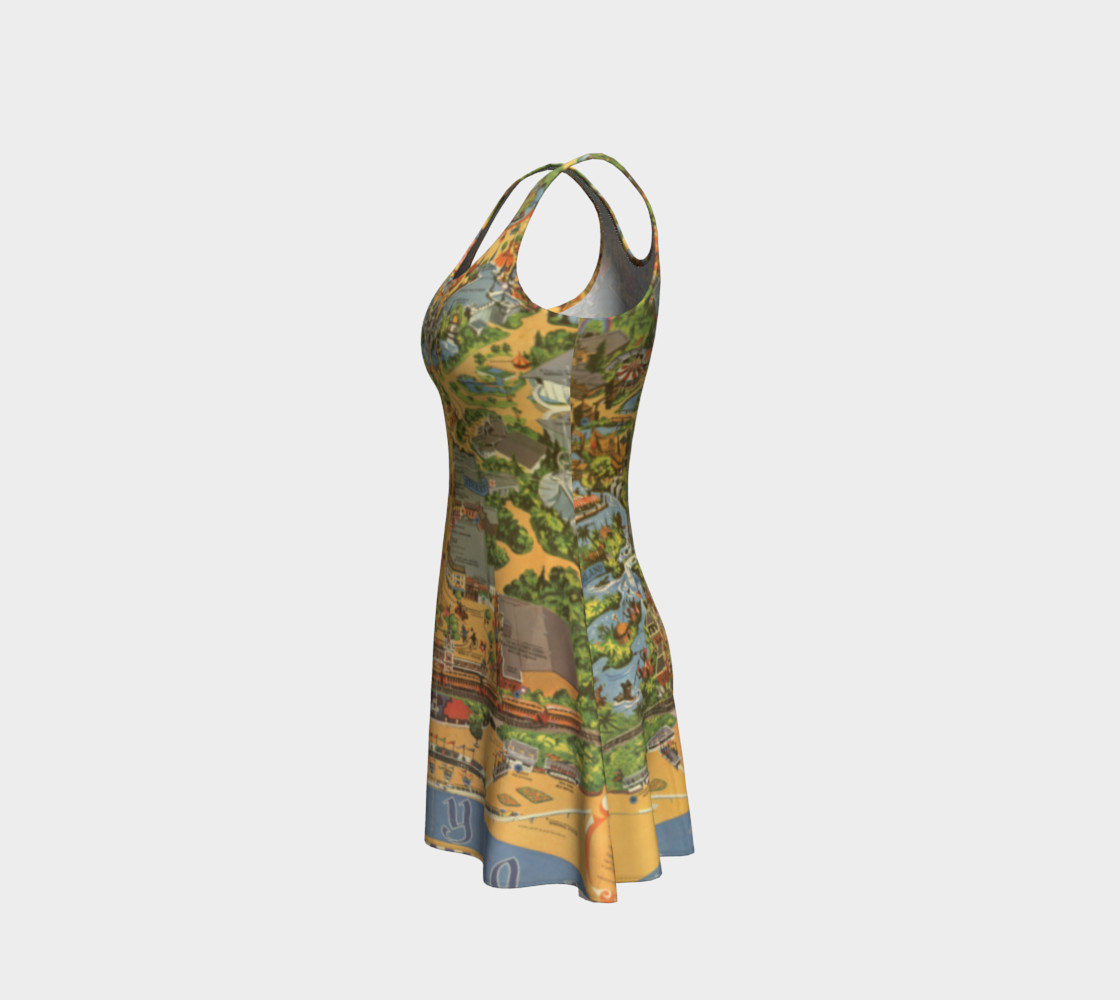 Disneyland Vintage Map Flared Dress 000752 preview #2