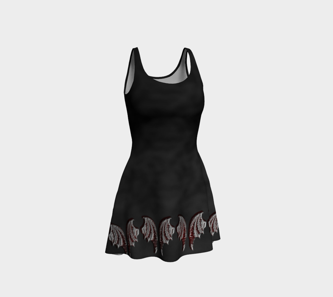 Aperçu de Vampire Wings Border Gothic Flare Dress by Tabz Jones #1