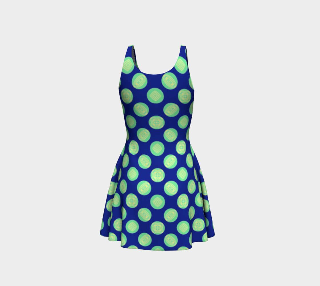 Retro Green Yellow Circles on Blue  preview #3