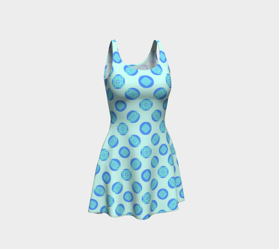 Retro Turquoise Blue Circles Pattern  3D preview