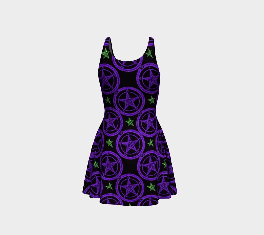 Pentagram Pattern Occult Goth print dress by Tabz Jones preview #3