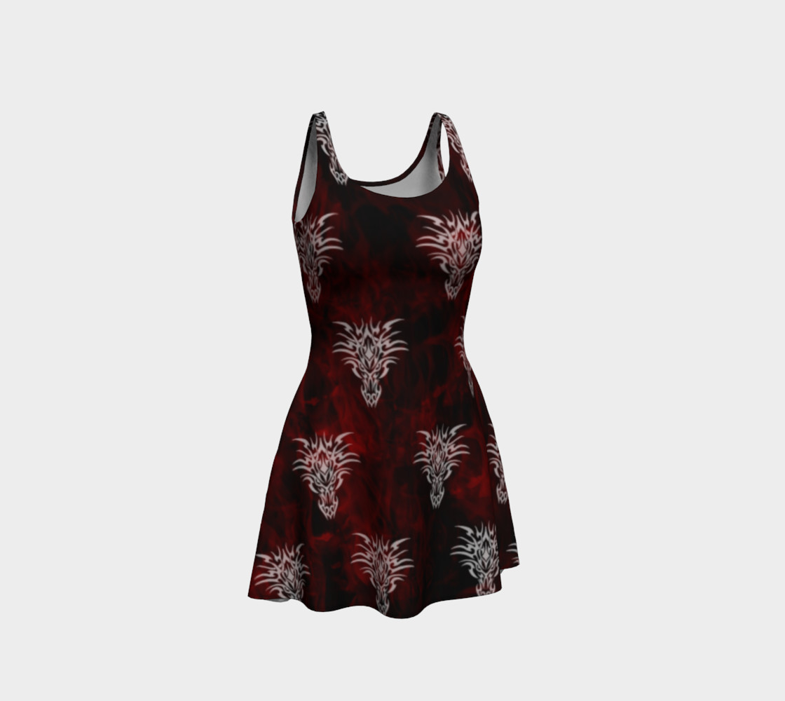 Red Flame Dragon Print Goth Dress  3D preview