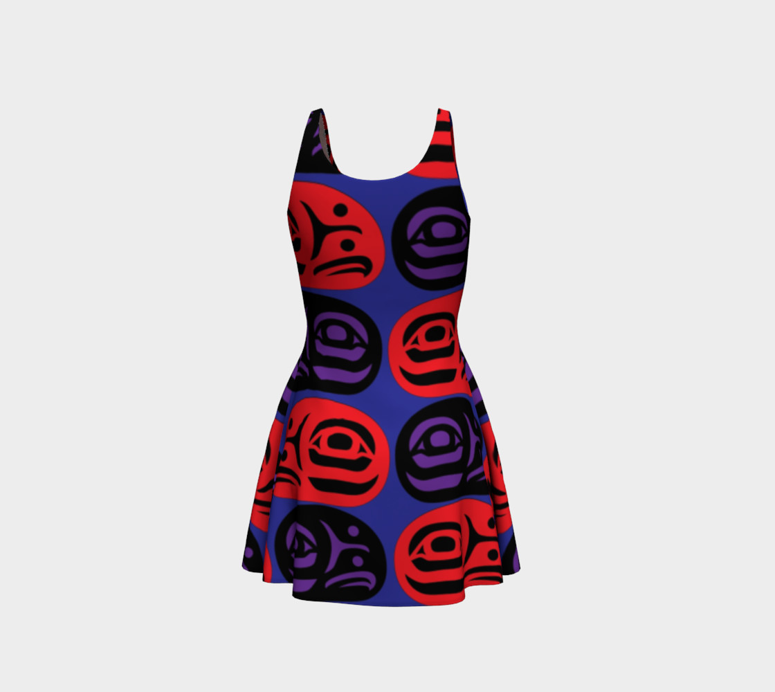 Red & Black Ovoid Eagle Heads with Purple & blue background, by Mia Hunt preview #3