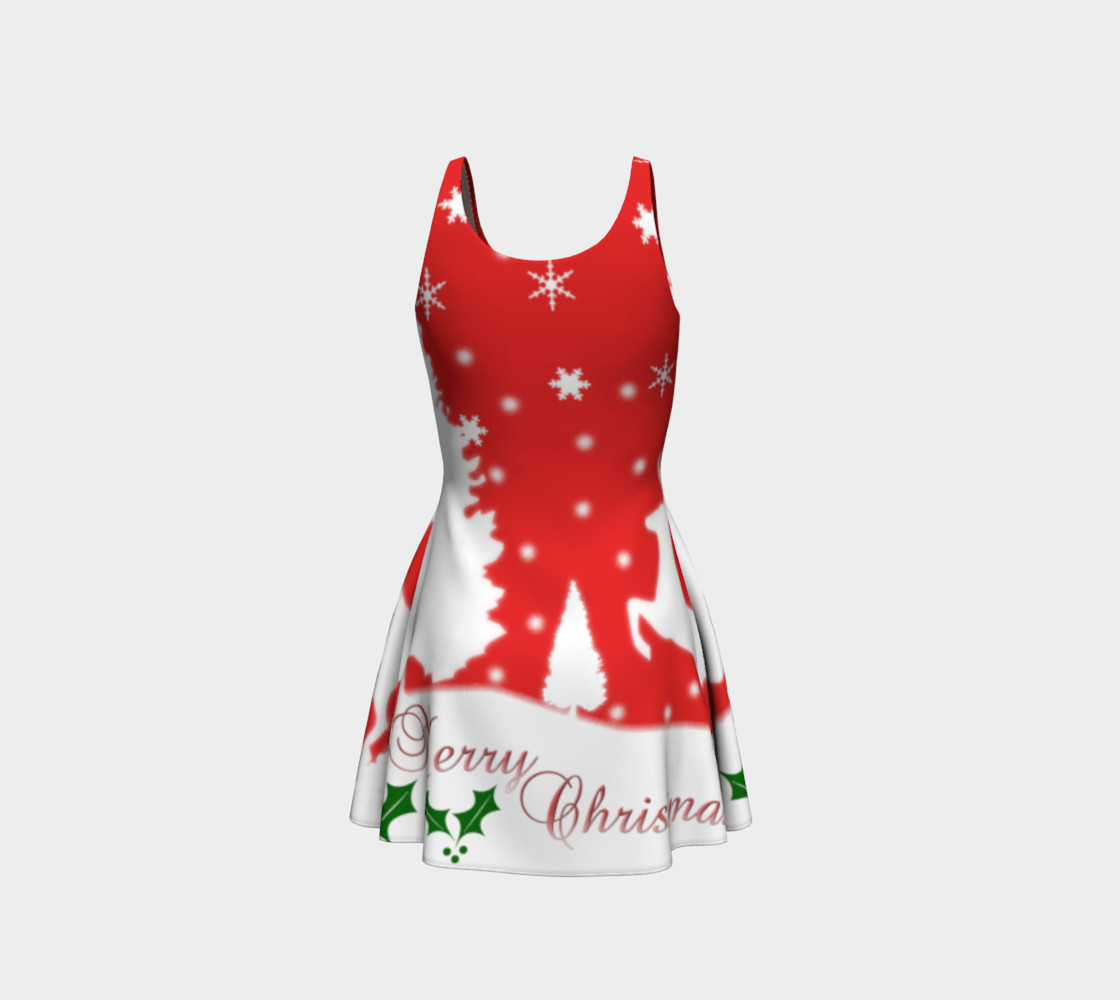 Merry Christmas Winter Snowflakes Flare Dress preview #3