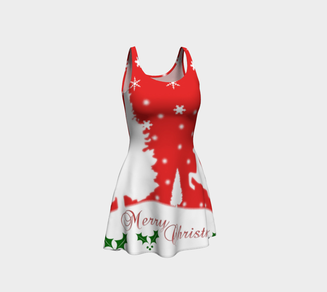 Merry Christmas Winter Snowflakes Flare Dress preview #1