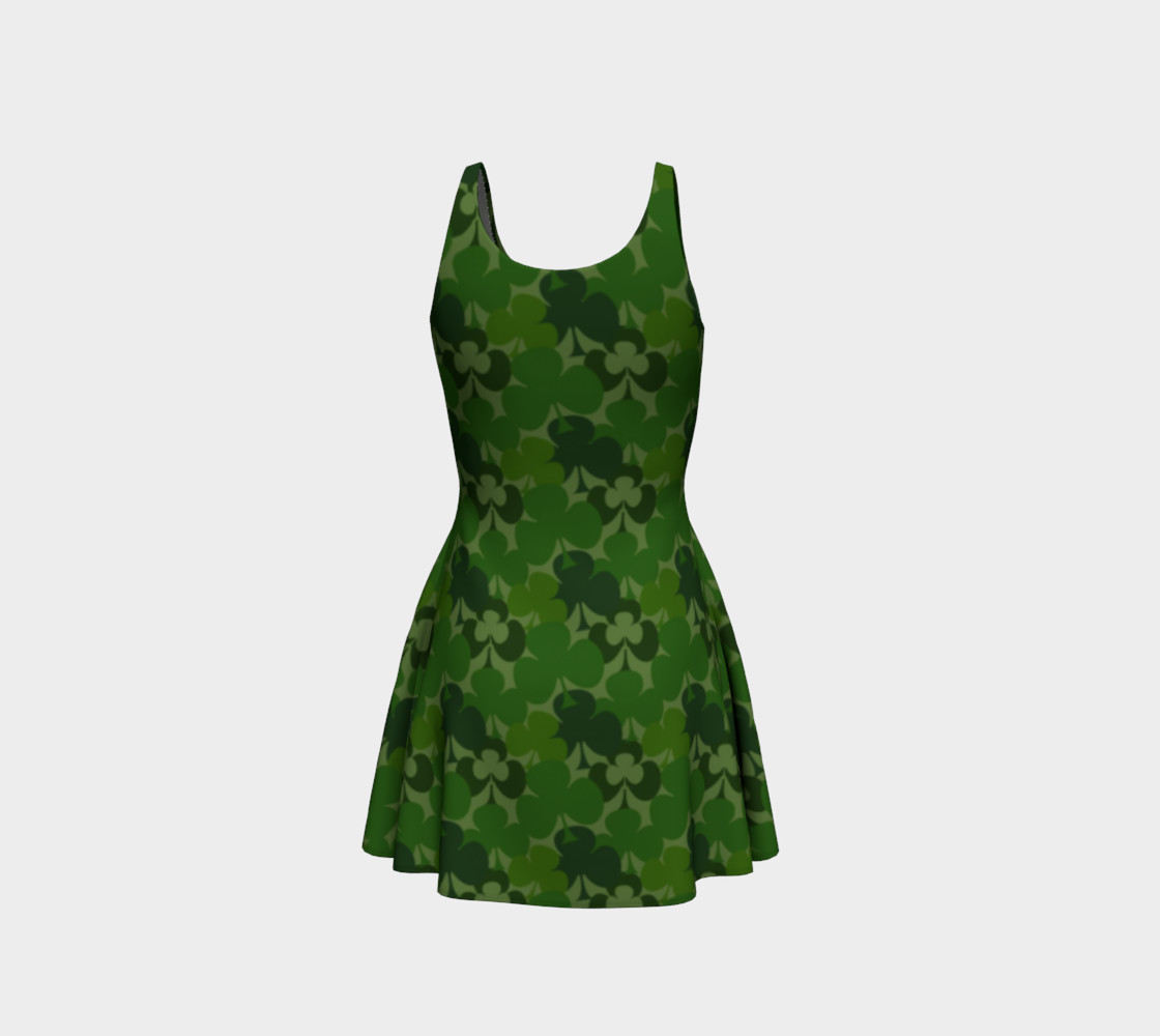 Green Shamrocks Flare Dress preview #3