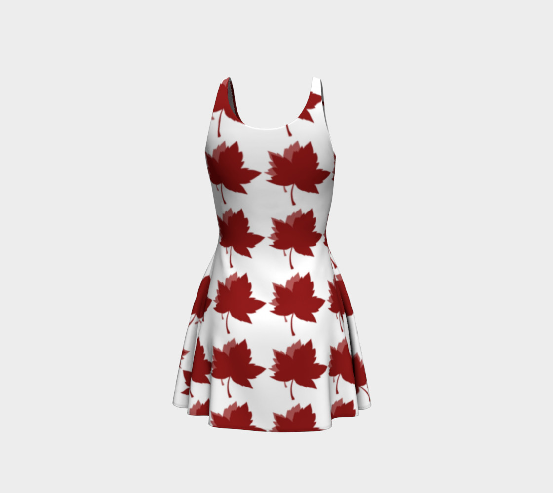 Red Maple Leaves Flare Dress preview #3