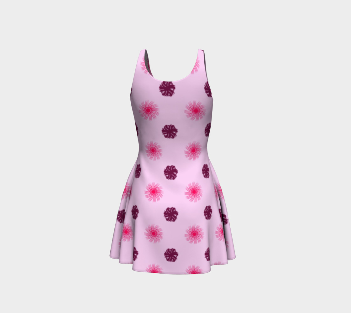 Delightfully Pink Swirls Flare Dress preview #3