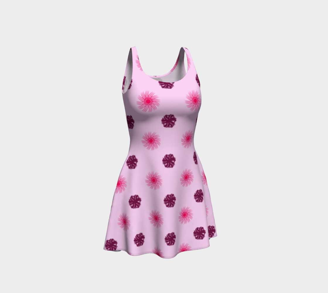 Delightfully Pink Swirls Flare Dress preview #1