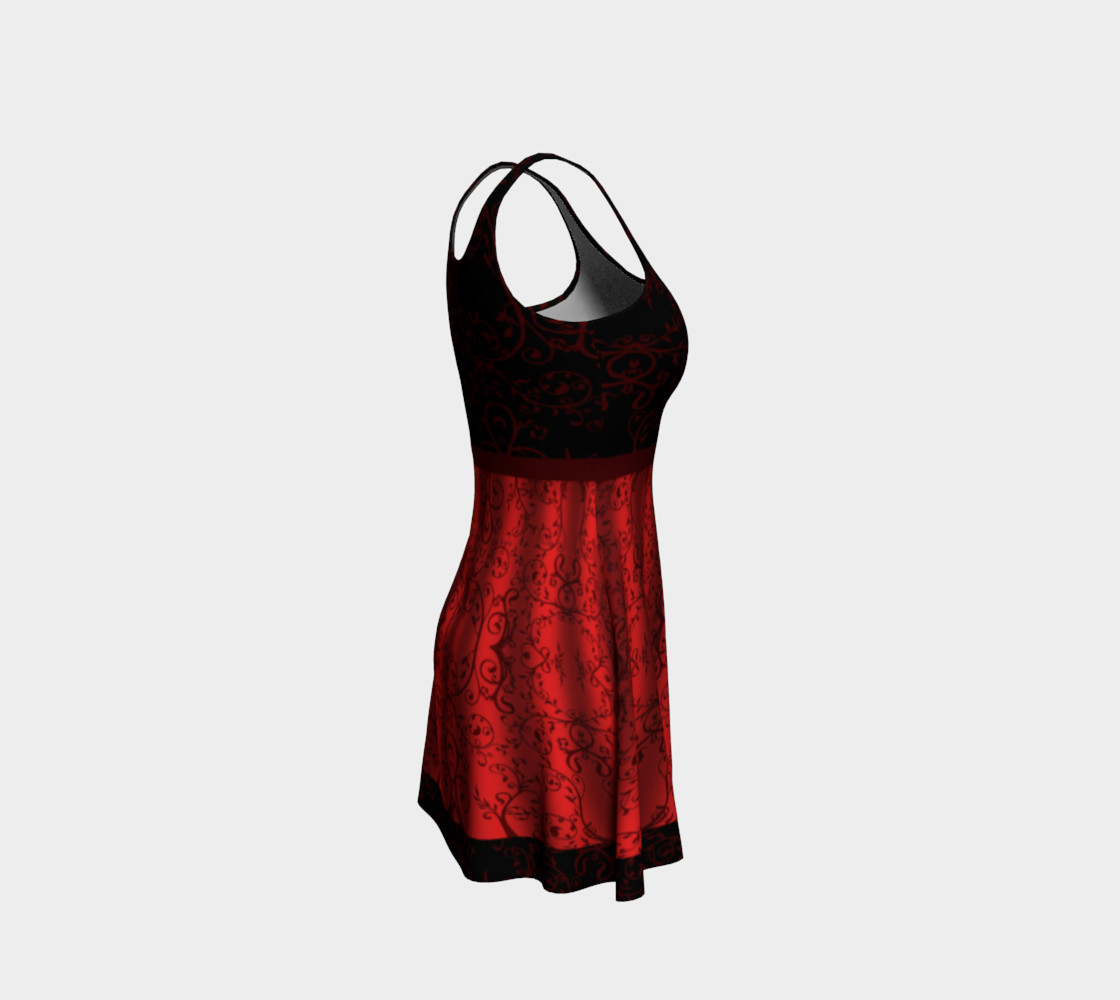 Red Damask Bow Illusion Print Goth Dress preview #4