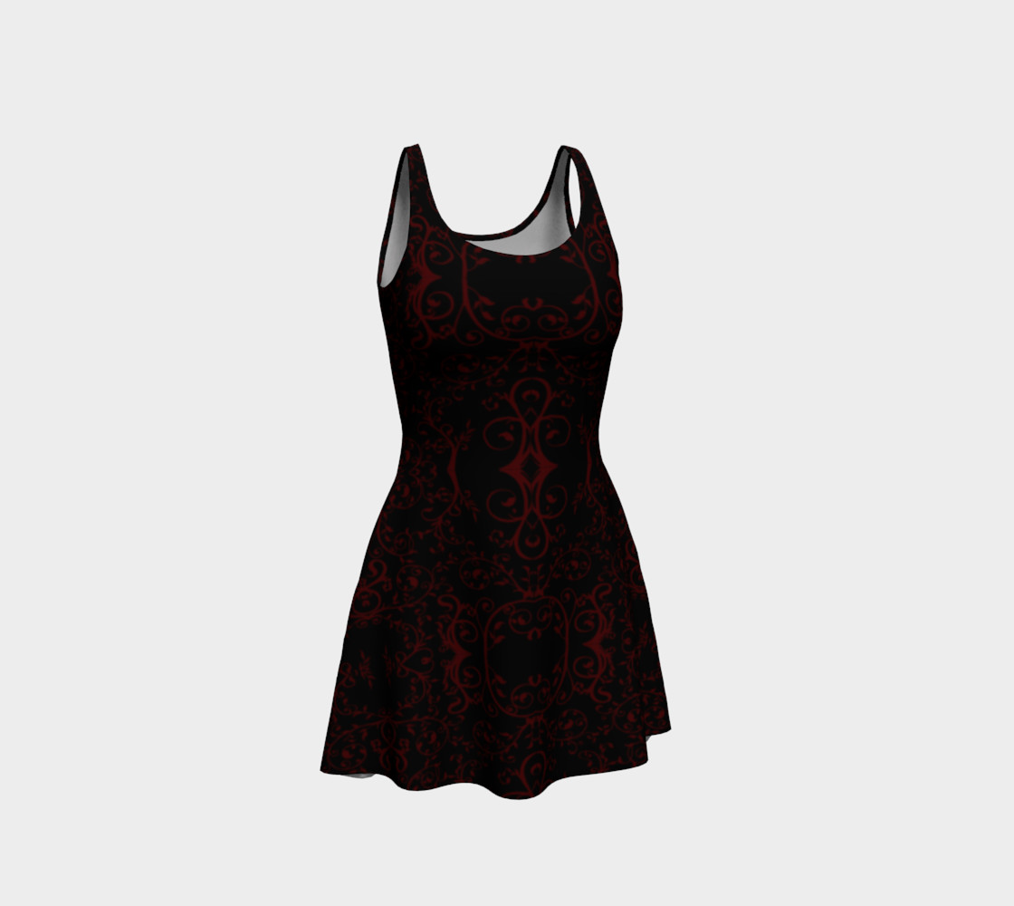 Dark Red Damask Goth Dress preview #1