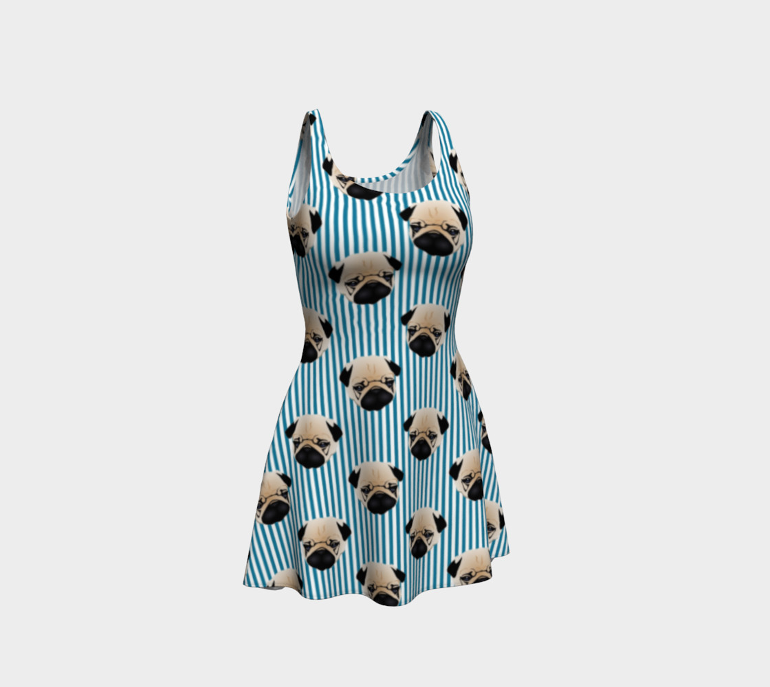 Pugs on Turquoise Stripes preview #1