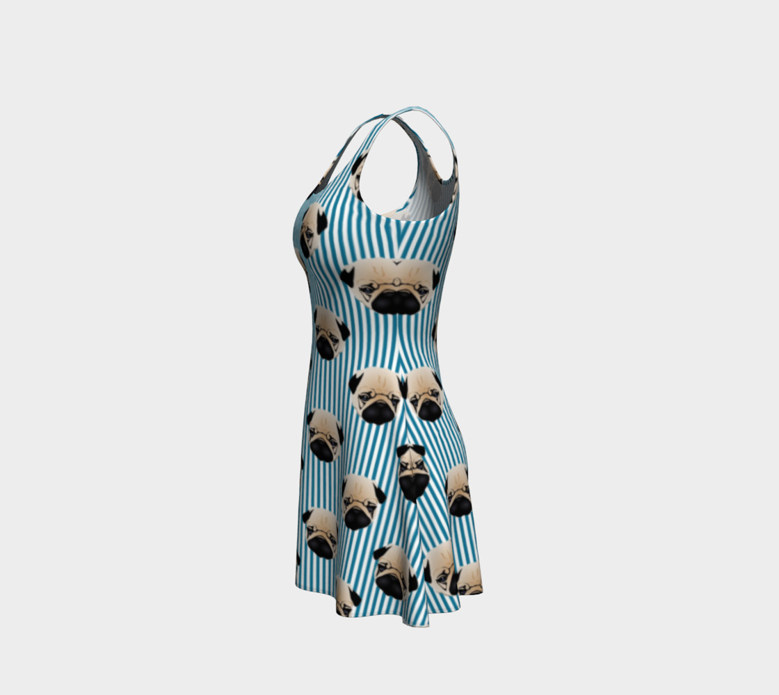 Pugs on Turquoise Stripes preview #2