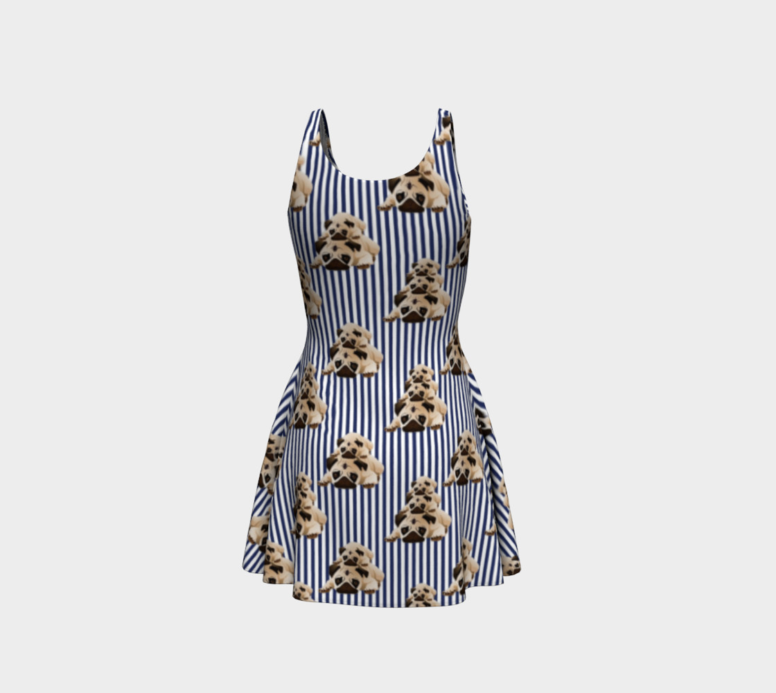 Pugs on Dark Blue Stripes preview #3