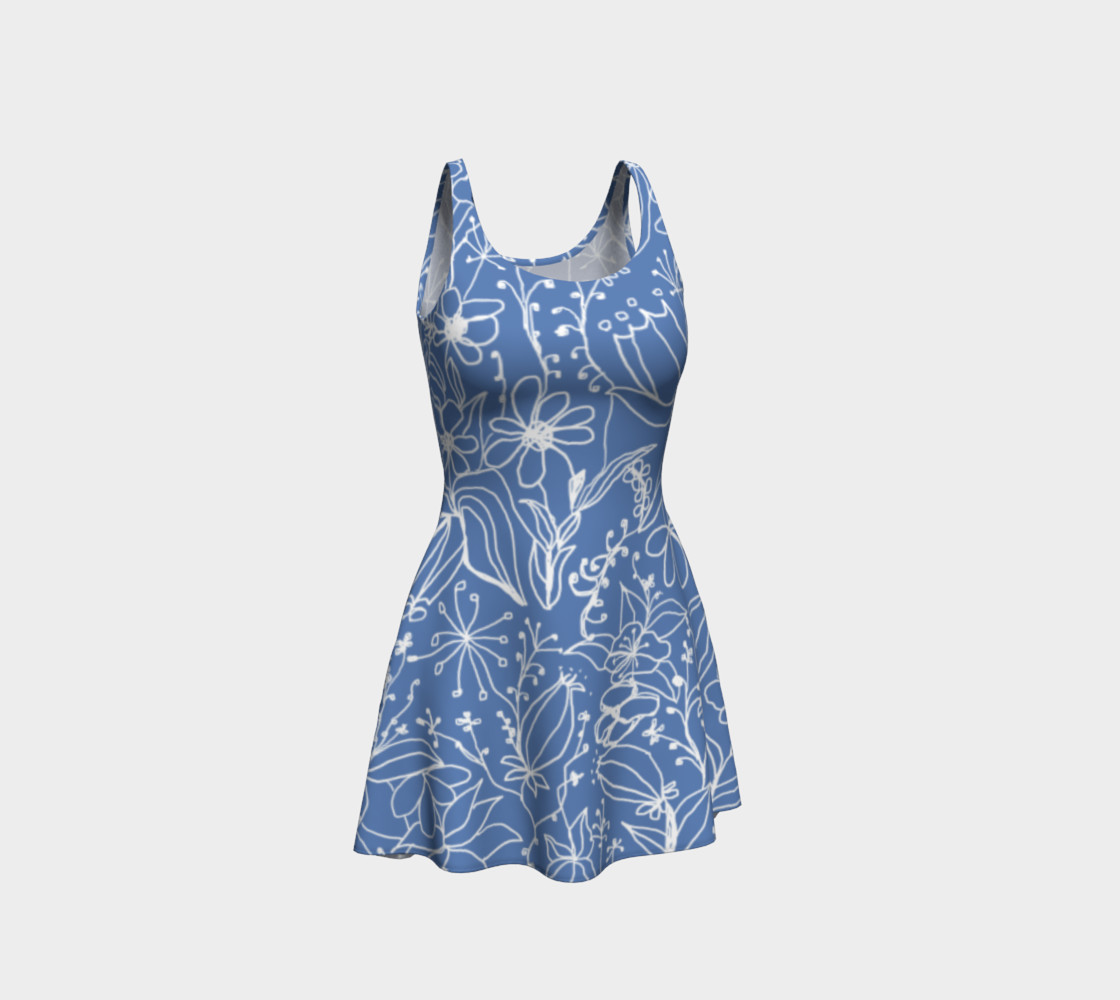 Aperçu 3D de Periwinkle Floral Summer Flare Dress