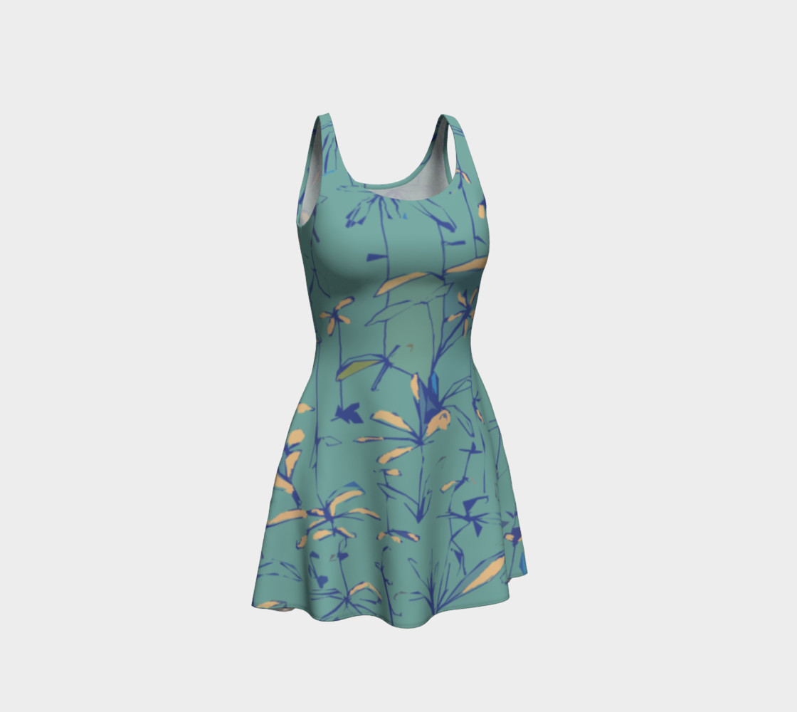 Aperçu de Peach Flower, Teal, Sleeveless, Summer Dress #1