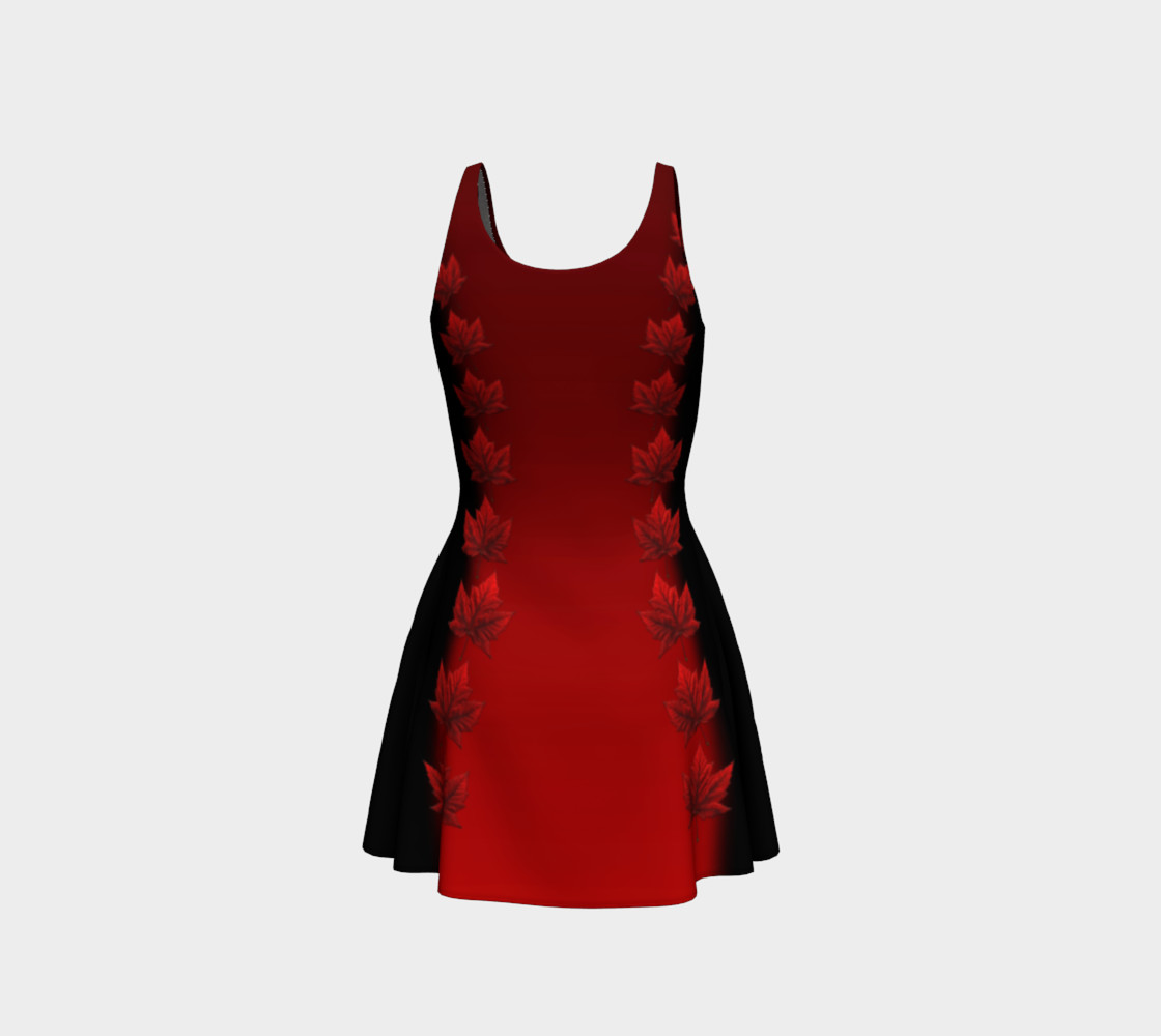 Canada Dresses Flared Maple Leaf Dresses -Black & Red preview #3
