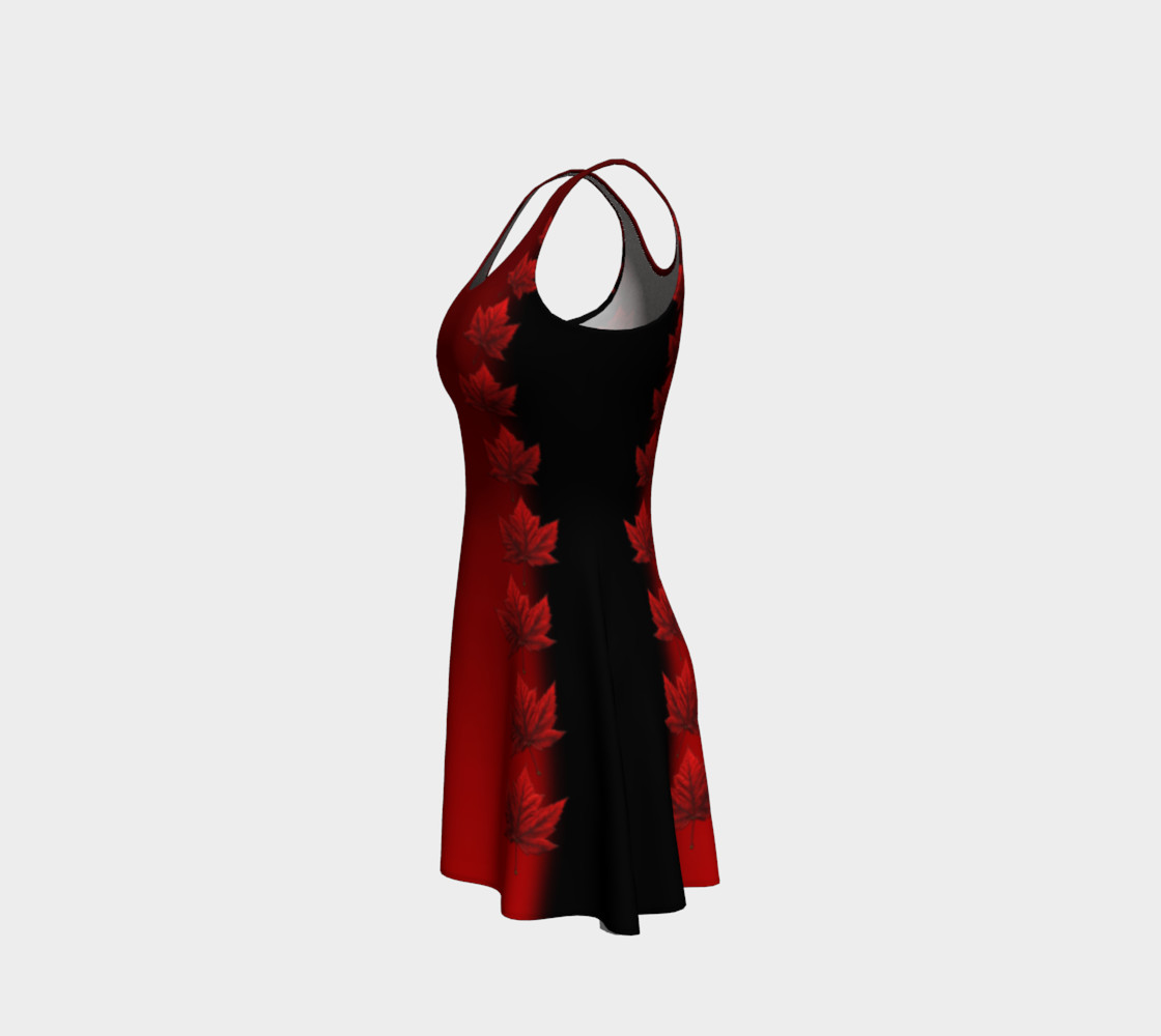 Canada Dresses Flared Maple Leaf Dresses -Black & Red preview #2