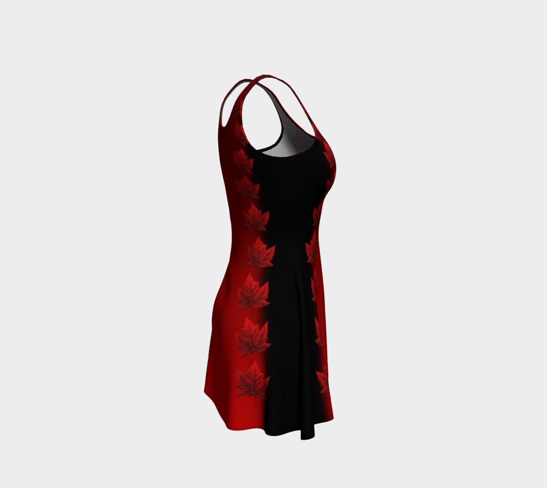 Canada Dresses Flared Maple Leaf Dresses -Black & Red preview #4