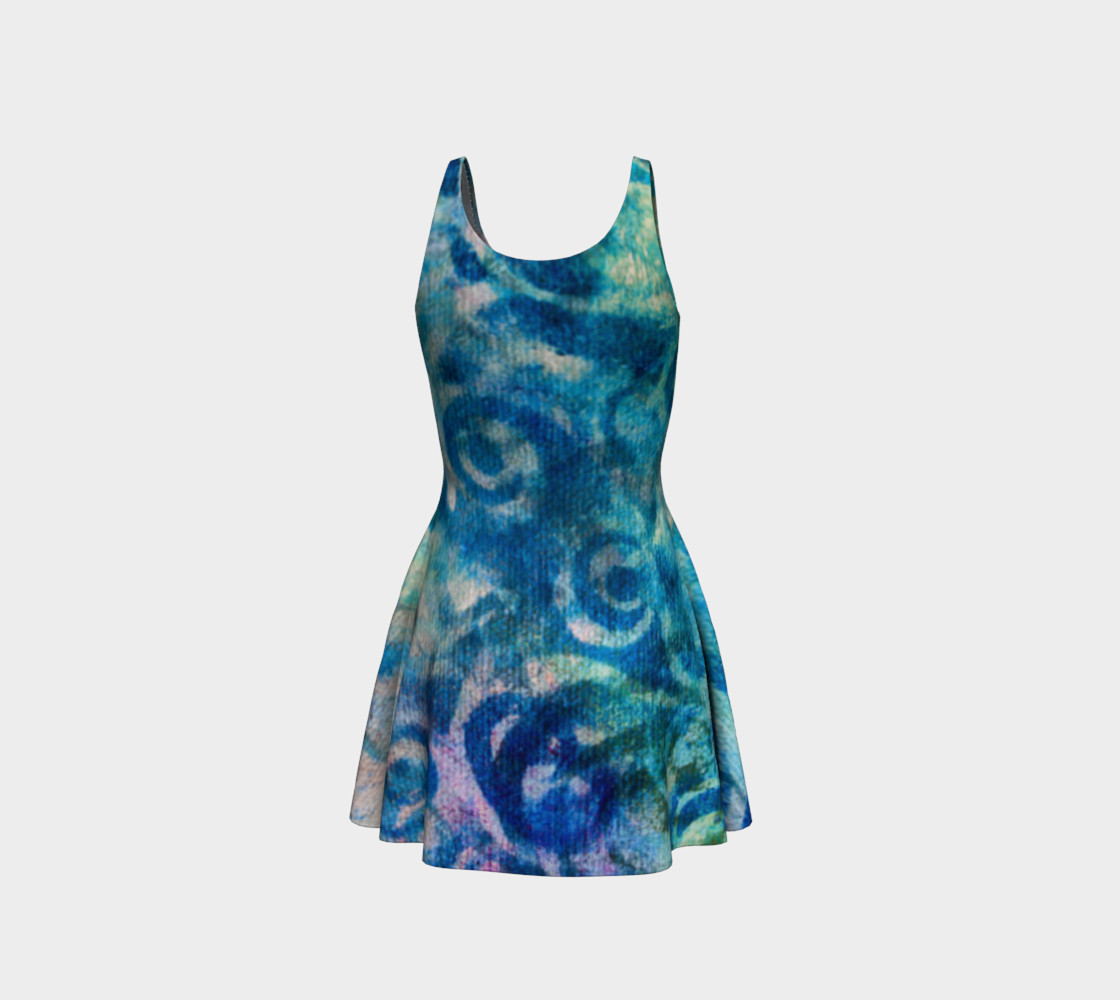 Blue Swirl Variation Flare Dress preview #3