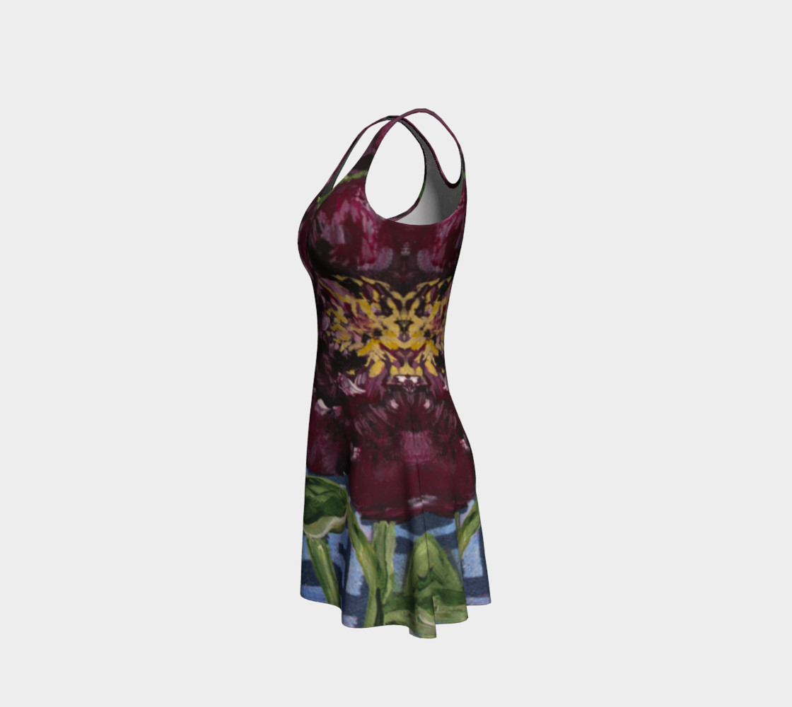 Burgundy Peony Flare Dress preview #2