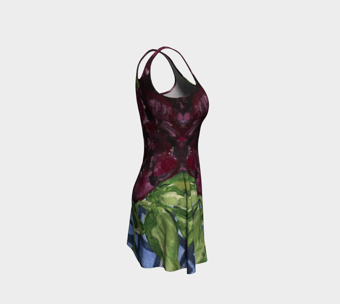 Burgundy Peony Flare Dress preview #4