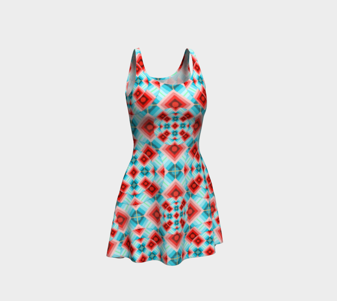 Aperçu de Groovy Argyle Flare Dress small print #1