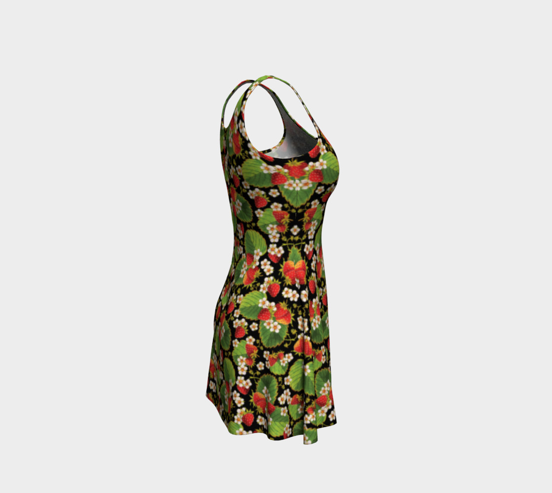 Aperçu de Strawberries on Black Flare Dress #4