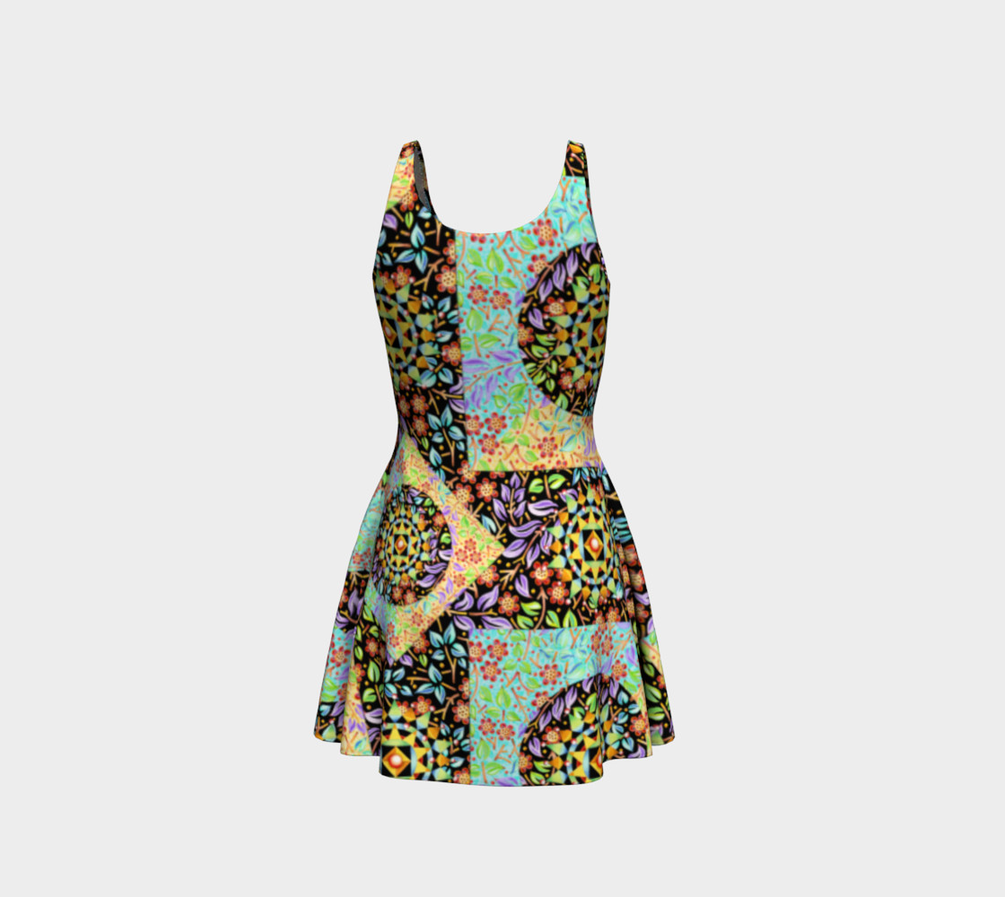 Aperçu de Filigree Floral Patchwork Flare Dress #3