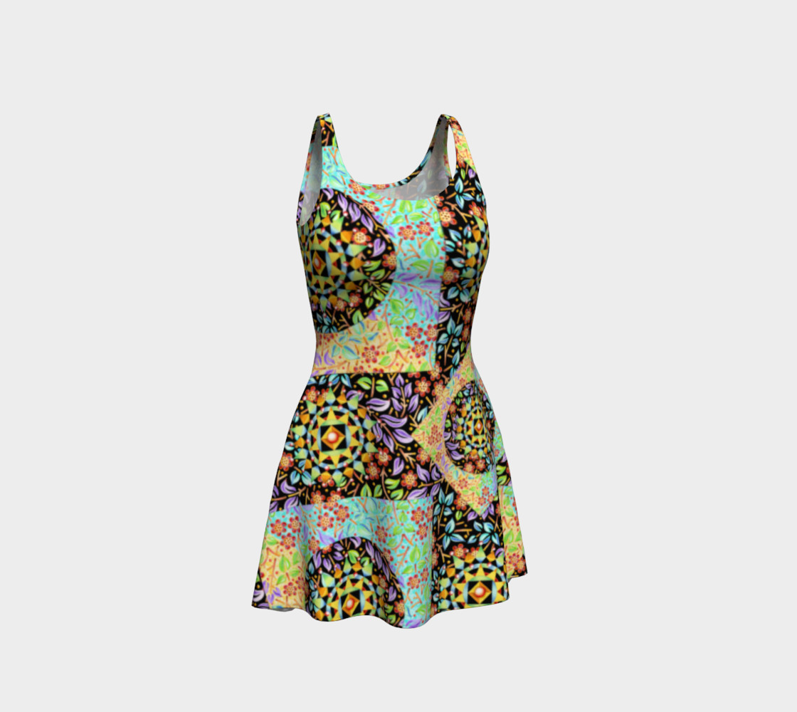 Aperçu de Filigree Floral Patchwork Flare Dress #1