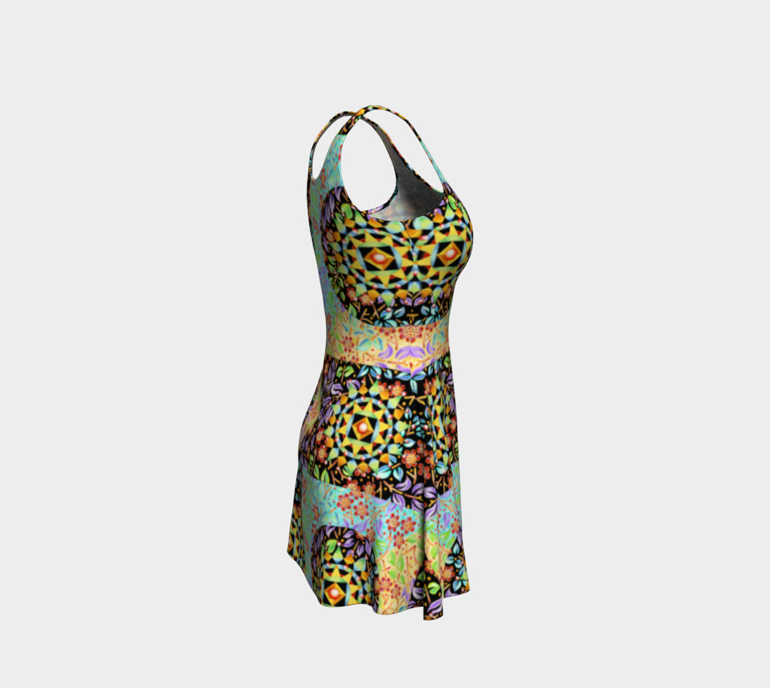 Aperçu de Filigree Floral Patchwork Flare Dress #4