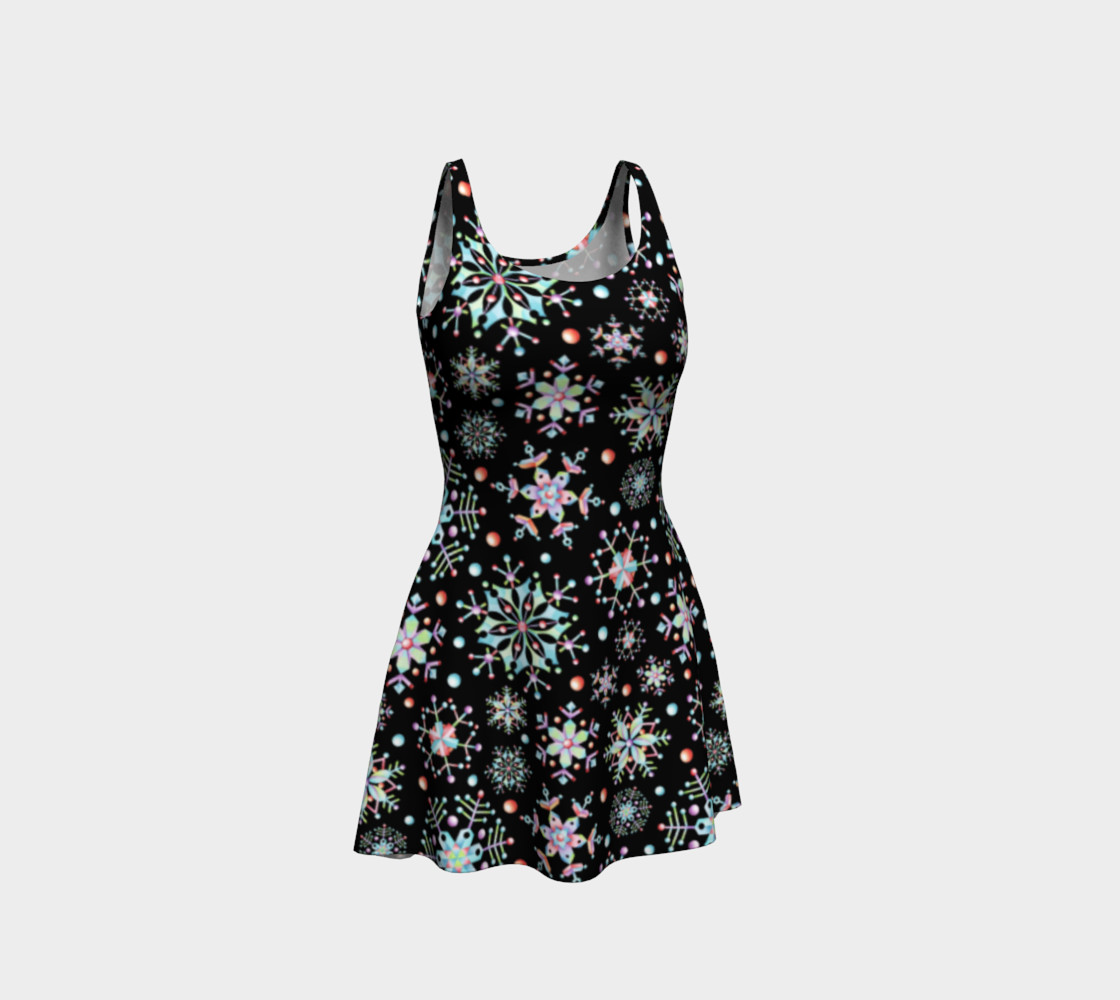 Aperçu de Prismatic Snowflakes Flare Dress #1