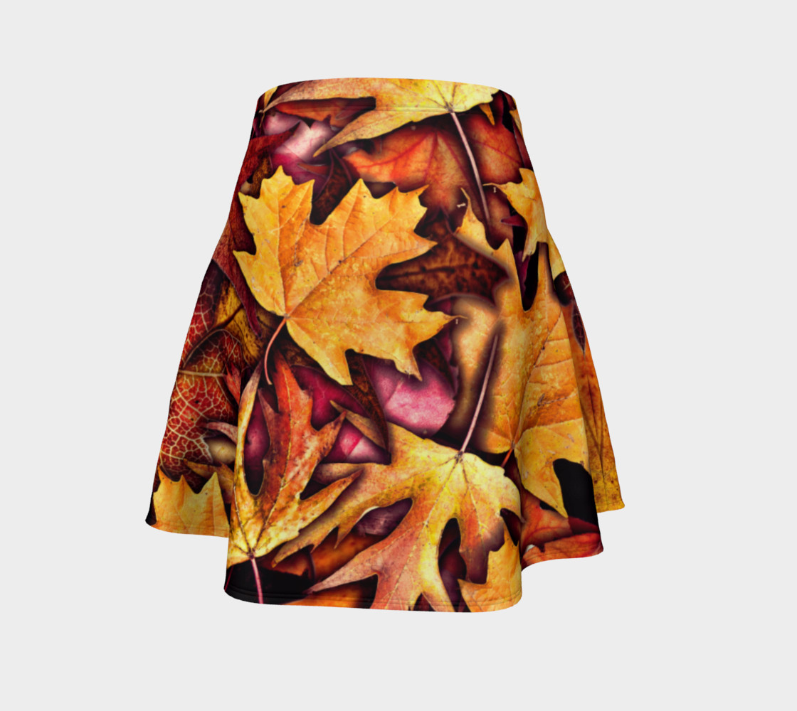 Fall leaves Pattern Flare Skirt preview #4