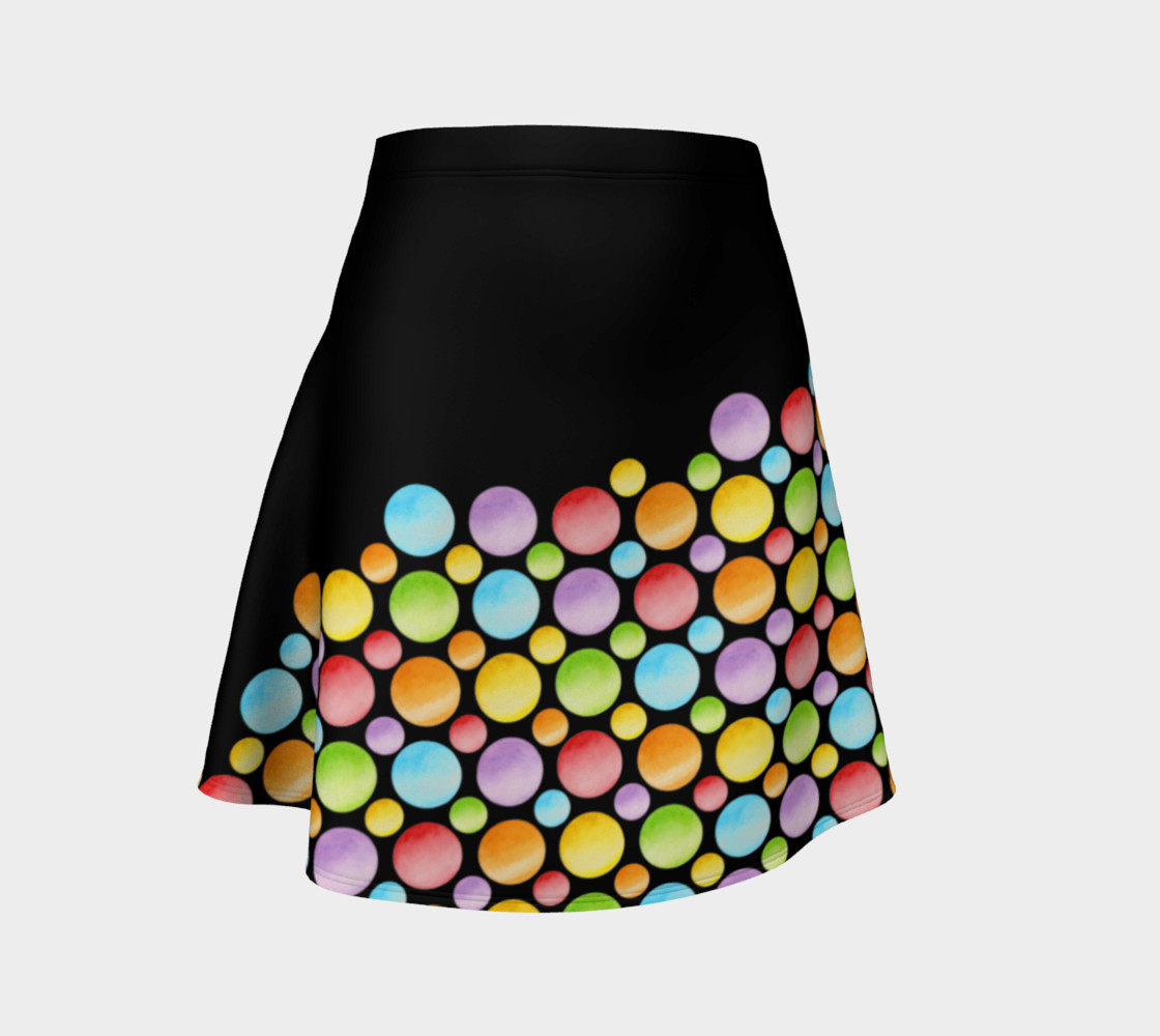 Aperçu de Rainbow Polka Dots Flare Skirt placement #1