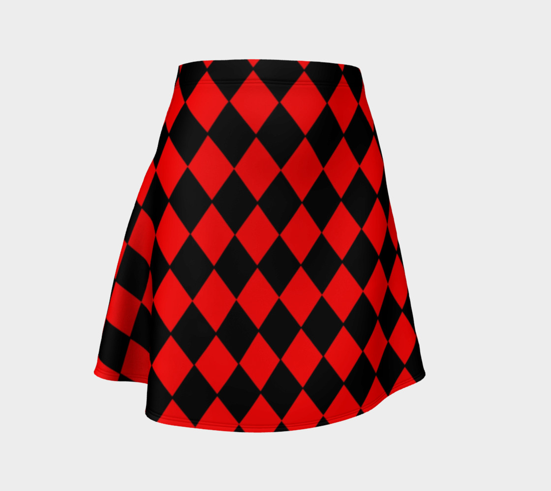 Red And Black Diamond Pattern Flare Skirt thumbnail #2